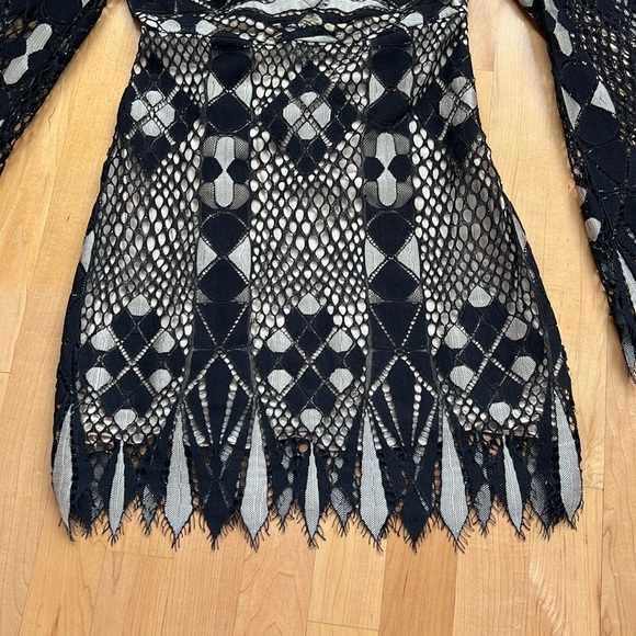 🐈‍⬛Deco Lace Mini Dress Black & Tan Patterned Lace—Free People/Urban Outfitters - Picture 10 of 17